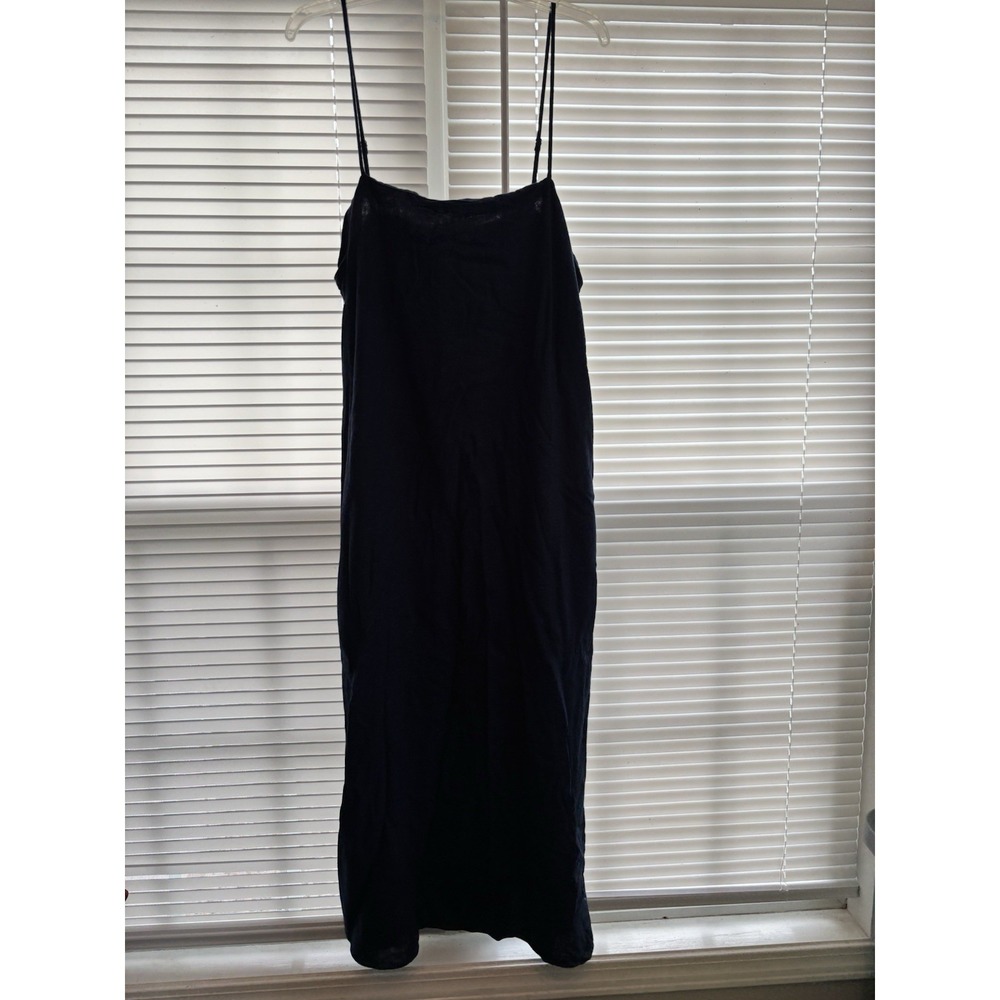Banana‎ Republic Strappy Linen Blend Maxi Dress Sz XL Navy Blue  Summer Cool